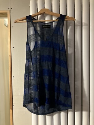 Ladies Zadig & Voltaire Joss Deluxe De Sheer Racerback Tank Top Grey Blue S-image