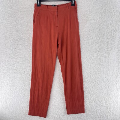 & Other Stories Orange Cropped Pants Womens Mid-Rise 100% Cotton Casual Size 2-image