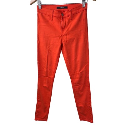 J Brand Jeans Mid Rise Denim Skinny Leg Size 26 Cotton Blend Burnt Orange-image