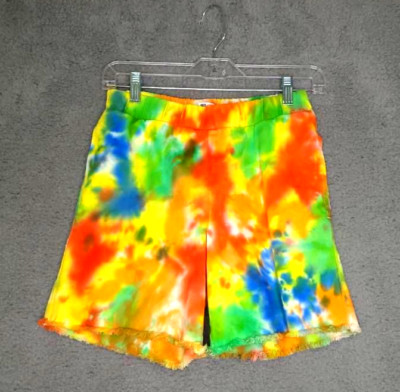 Bp Womens Casual Shorts Orange Multicolor Tie Dye Cut Off Mid Rise XS New-image
