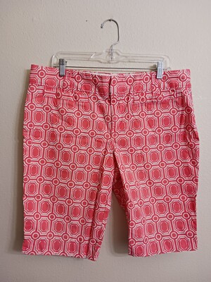 Old Navy Womens 14 Orange Sherbet White Mid Rise Cotton Long Shorts 36