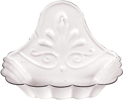 Creative Co-op DA1988 White Enameled Metal Soap Dish, Hangs or Sits-image