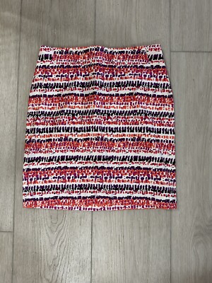 Ann Taylor Skirt Women's 0 Madison Skirt Stretch Cotton Multi-Print Pencil-image