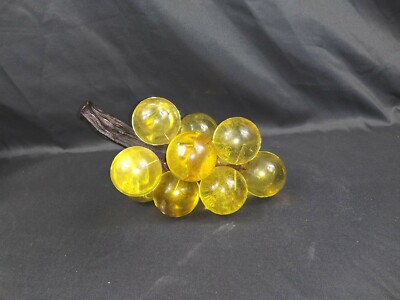Vintage Amber Orange Lucite Glass Grapes Cluster 1960's Mid Century 7