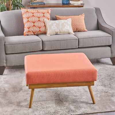 Merced Mid Century Fabric Ottoman-image