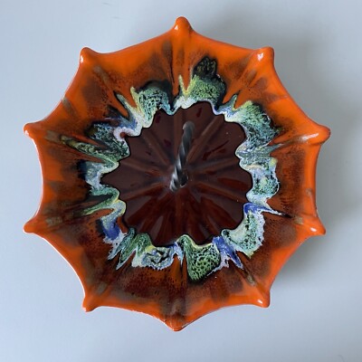 Umbrella Shape Serving Tray Orange Colorful Fun Accent Piece MCM Vintage-image