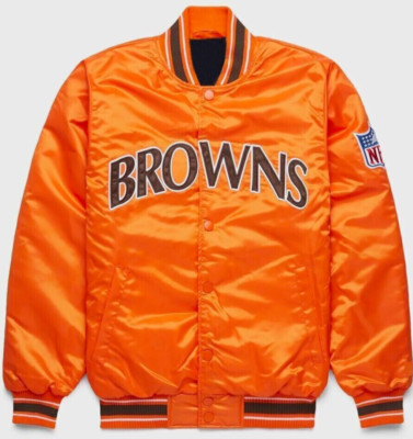 classic orange satin varsity jacket for men's-image