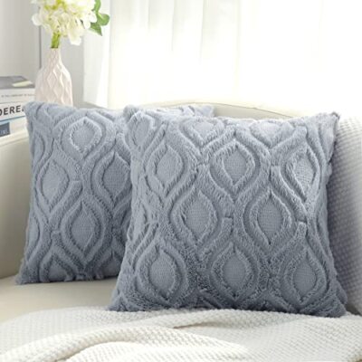 Decorative Throw Pillow Covers 18x18 Soft Plush Faux Wool Couch Pillow Covers Se-image
