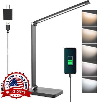 Regulable LED Escritorio Luz Sensor Táctil Mesa Lámpara De Lectura Junto Cama US-image