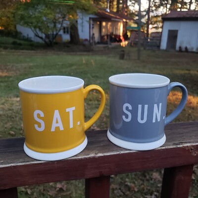 Creative Co-Op Saturday and Sunday Coffee Mugs -image
