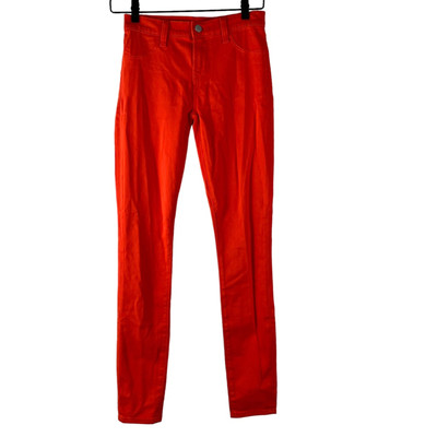 J Brand Womens Skinny Pants Orange Stretch Mid Rise Zipper Cotton Blend 24-image