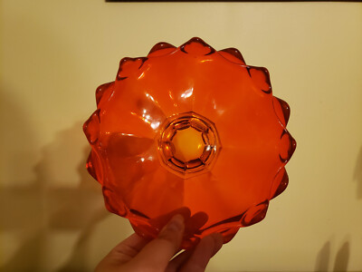 Vibrant Orange VINT Viking Persimmon Glass Crimped Edge Retro Bowl / Candy Dish-image