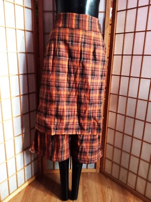 Brown & Orange Size Medium Plaid Skorts-image