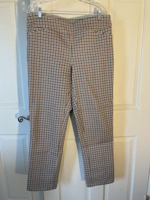 Croft & Barrow Womens Pants Size 14 Effortless Stretch Mid Rise Blk/Orange Plaid-image