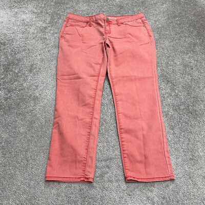 Mossimo Supply Co. Cropped Denim Jeans Juniors 11 Orange Mid Rise Casual 34x25-image