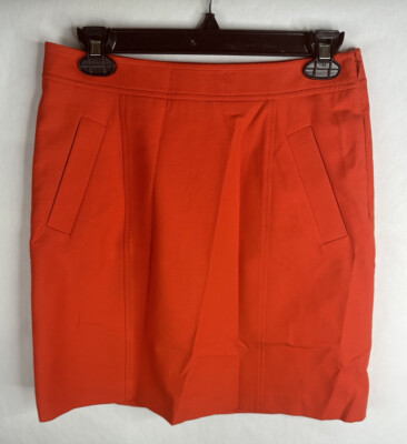 Ann Taylor Skirt Womens 4 Orange A Line Pockets Lined Cotton Stretch Knit-image