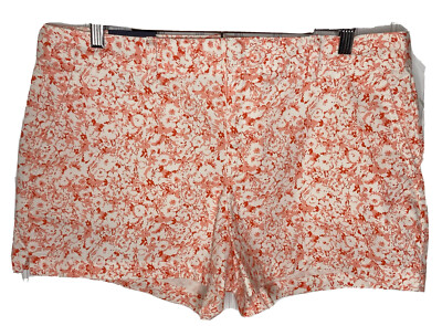 Gap NWT City Shorts Womens 14 Coral Orange White Floral Mid Rise Pockets Stretch-image