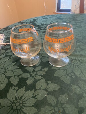 Vintage Mexacali Orange Brandy Snifter Cordial Glasses - Set of 2-image