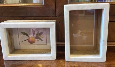 Creative Co-Op Set Of 2 Marble/Wood Shadow Box 4x6 Frames Preowned-image