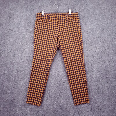 Old Navy Pants Womens 4P Petite Orange Pixie Ankle Houndstooth Mid Rise Stretch-image