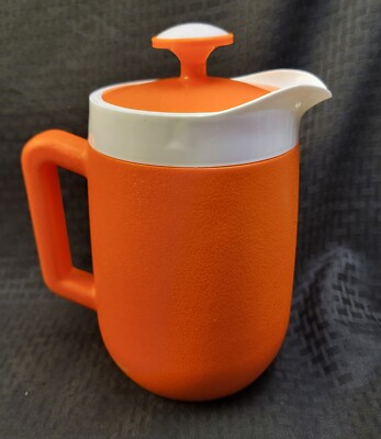 Vintage MCM Vietnam Orange Plastic Pitcher Caraffe-image