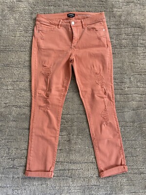 Bebe - Women’s Tawny Orange Distressed Ripped Jeans - Size 30-image