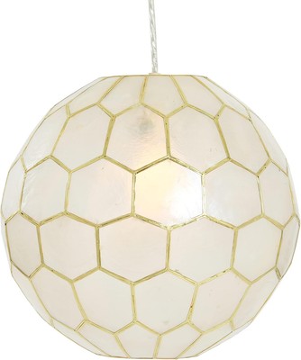 Creative Co-Op Honeycomb Globe Light White Seashells Antique Gold Pendant 12