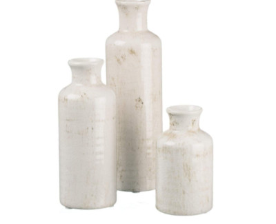 Sullivans White Ceramic Vase Set, Farmhouse Decor, Home Decorative Vase-image