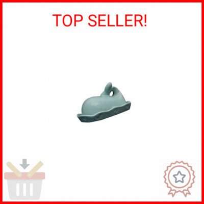 Creative Co-Op Aqua Blue Whale Shaped Butter Dish-image
