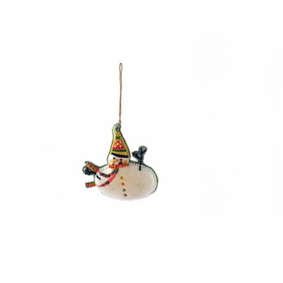 Creative Co-op Snowman Oval Shape Ornament Bauble-image