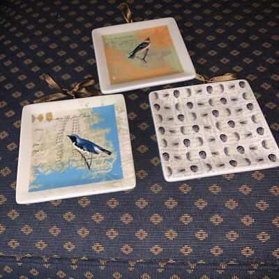 3 Phoenix Creative Co. Hanging Plates or Trinket Plates By Manual. No Chips-image