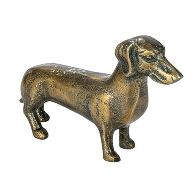 Antique Cast Aluminum Dachshund Accent Decor, Brass-image
