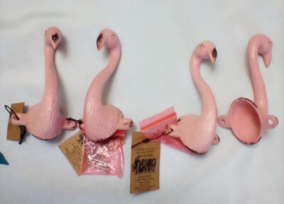 NWT 4- Creative Co-Op Flamingo Metal Wall Hooks Hat Coat - Rustic -image