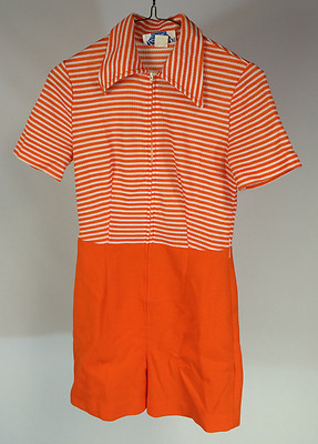 Minty 70s Vintage One Piece Hippy Suit Jumper Mid Century Retro 7-8 Shirt Shorts-image