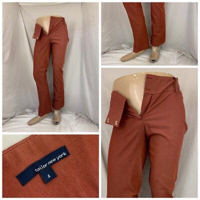 Tailor New York Pants Sz 4 Orange Cotton Poly Bootcut Moldavia YGI T1-570-image