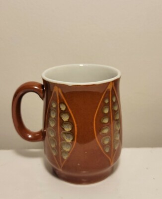 VTG Mid Century Orange Stoneware Speckled Glazed Mug-image