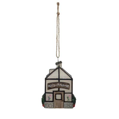 Creative Co-op Greenhouse with Glitter Glass Ornament Bauble-image