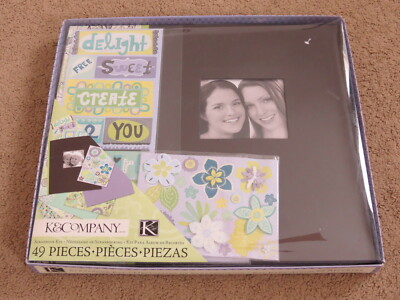 EXC K & Company 12x12 designer scrapbook kit black w/colorful, flowery pgs & pcs-image