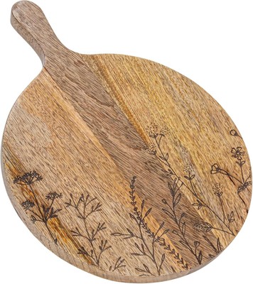 Creative Co-Op, Natural Mango Wood Cheese Board with Laser Large, -image