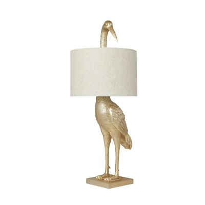 Creative Co-Op Resin Bird Table Lamp with White Linen Shade and Inline Switch...-image