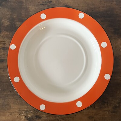 Mid Century (50’s/60’s) Large Orange And White ENAMEL PLATE Stamped MMK-image