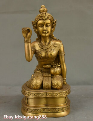 Rare Thailand Buddhism Brass Wealth Mammon God Lucky Joss Goddess Buddha Statue-image