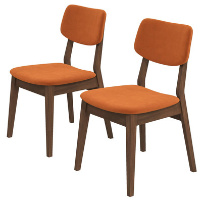 Carlos Mid-Century Orange Velvet Chairs (Set of 2)-image