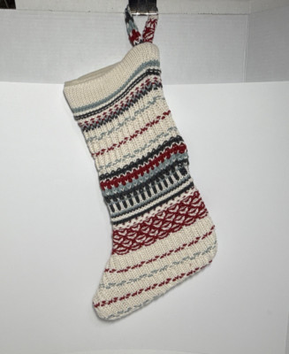 Creative Co-Op Knit Christmas Stocking Nordic Fair Isle Pattern 18 in-image