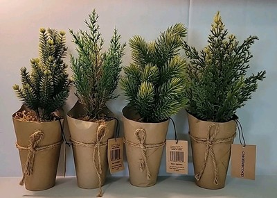Creative CO-OP Artificial Tree, Paper Wrapped Pots 10 1/4