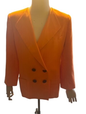 Oleg Cassini Orange Double Breasted Blazer Size 14-image