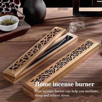 Wooden Incense Stick Holder Burning Joss Incense Box Incense Burner Ash Catcher-image
