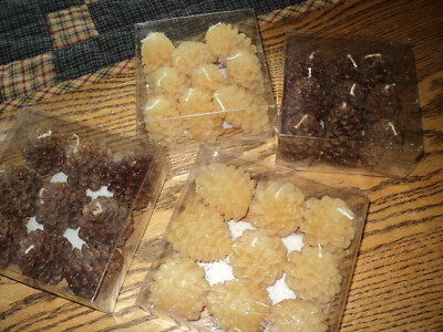 4 SETS Creative Co-op Pinecone CANDLES BROWN & CREAM 1.75 