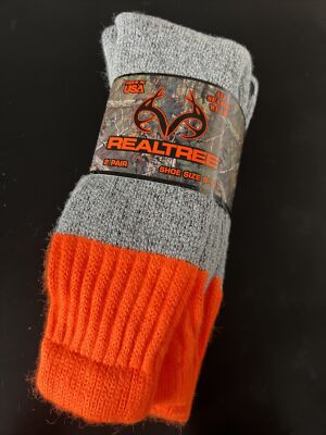 2 Pairs REALTREE OUTFITTERS ALL SEASON WEAR 20% MERINO WOOL SOCKS - Blaze Orange-image