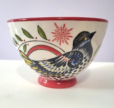 Holiday Bowl Partridge Holly Snowflakes Inside & Out 6.5